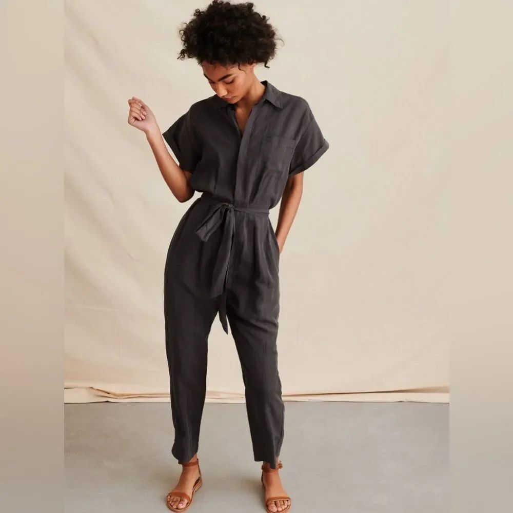 Alex Mill Drapey Jumpsuit in Tencel Linen - Gray